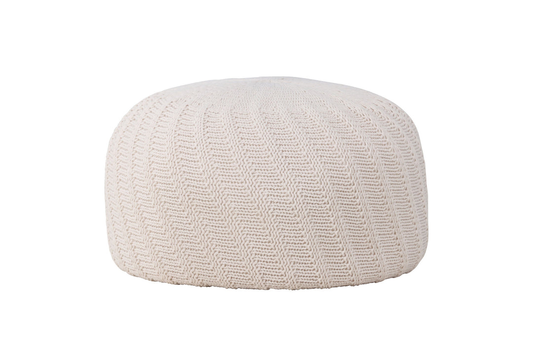 Venture Home Ted Round Pouf - ⌀60 / Offwhite