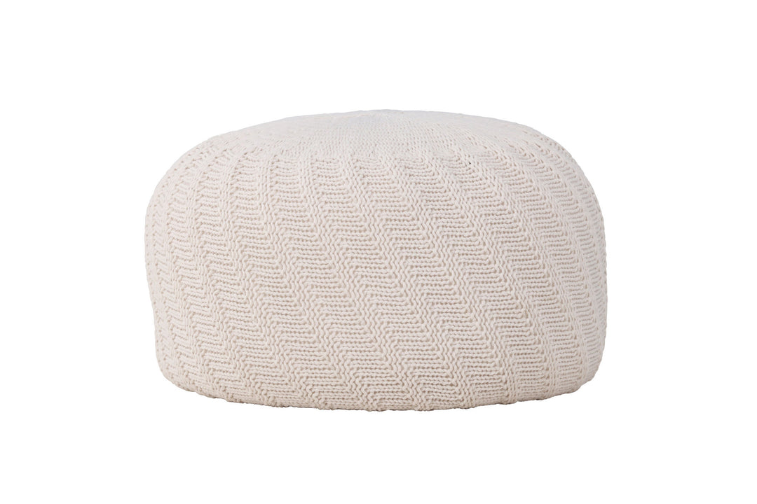Venture Home Ted Round Pouf - ⌀60 / Offwhite