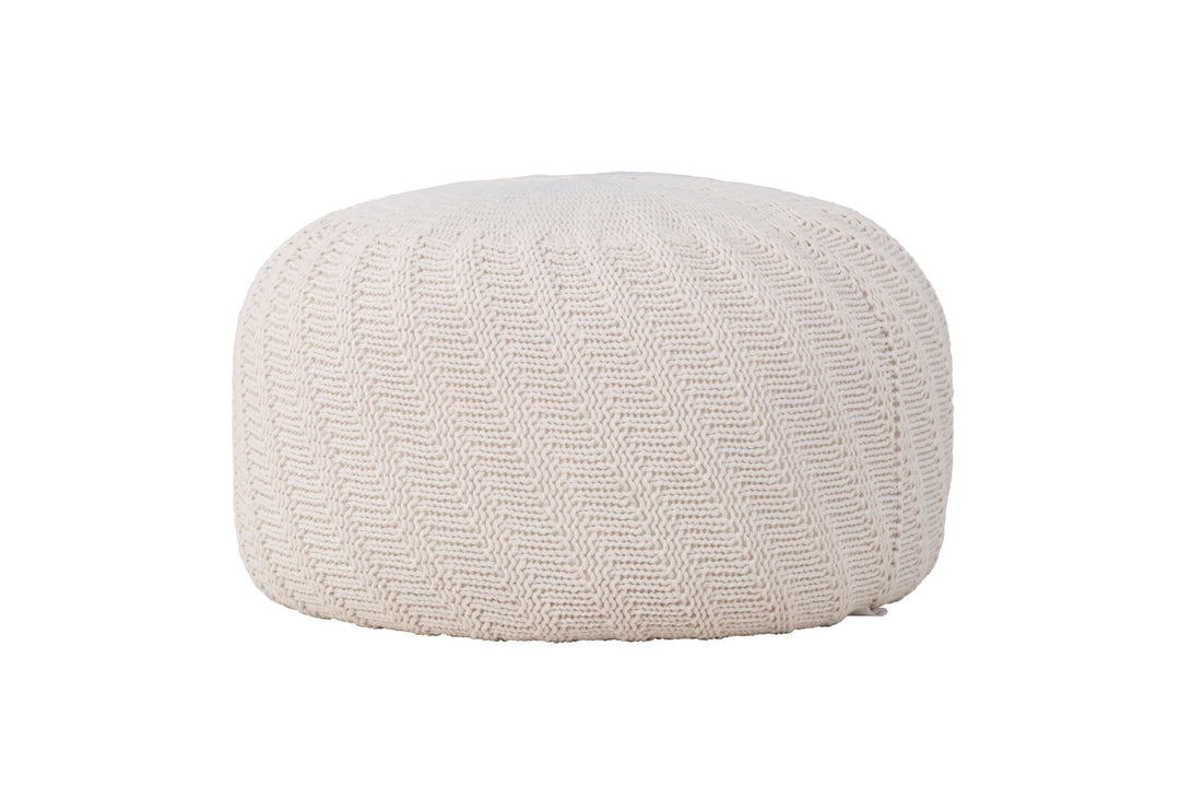 Venture Home Ted Round Pouf - ⌀60 / Offwhite