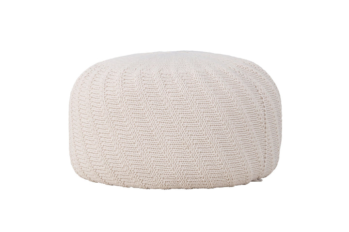 Venture Home Ted Round Pouf - ⌀60 / Offwhite