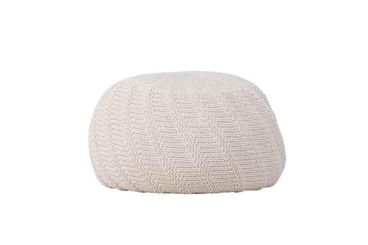 Venture Home Ted Round Pouf - ⌀45 / Offwhite