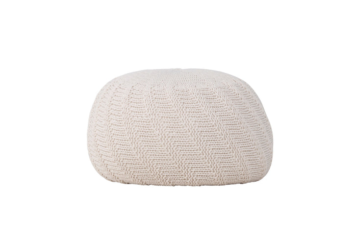 Venture Home Ted Round Pouf - ⌀45 / Offwhite