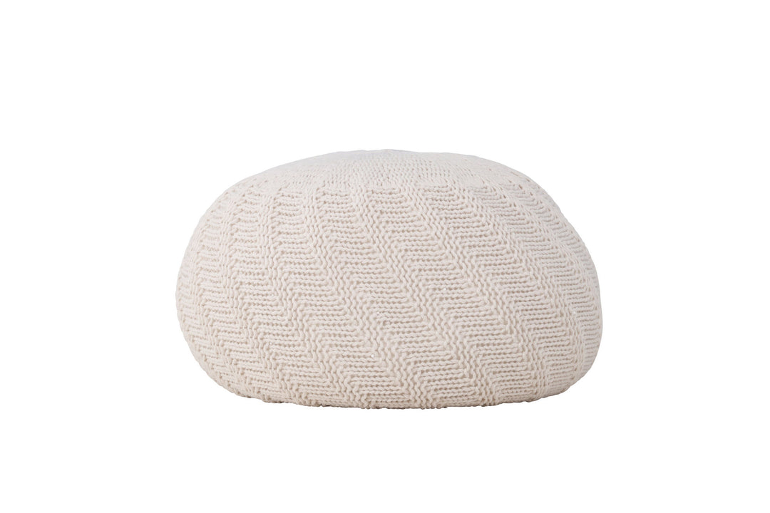 Venture Home Ted Round Pouf - ⌀45 / Offwhite