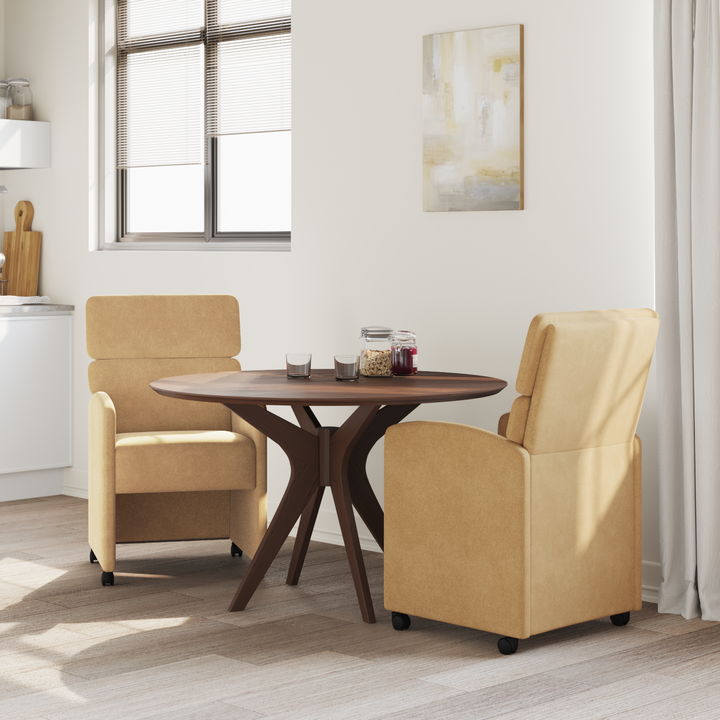 Spisebordsstole med hjul 2 pcs Brun 58 x 65 x 98 cm Fløjl