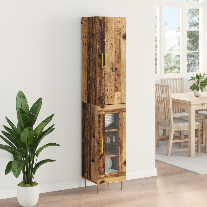 Highboard 2 pcs Gammelt træ Konstrueret træ