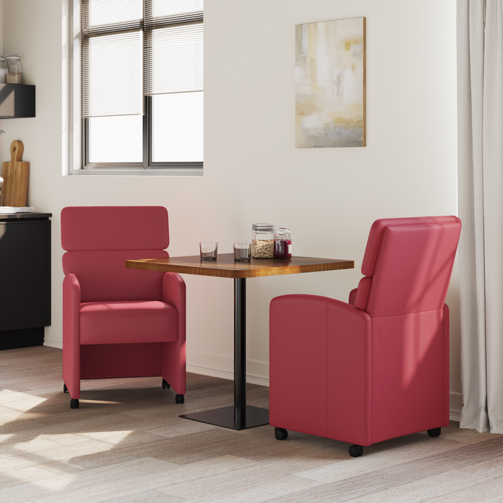 Spisebordsstole med hjul med hjul 2 pcs Vinrød 58 x 65 x 98 cm