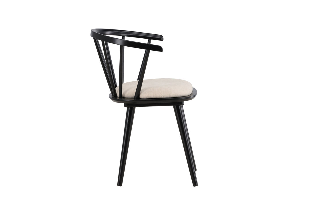 Venture Home Bobby Dining Chair with Cushion 2-pack - Black Rubber Wood / Beige