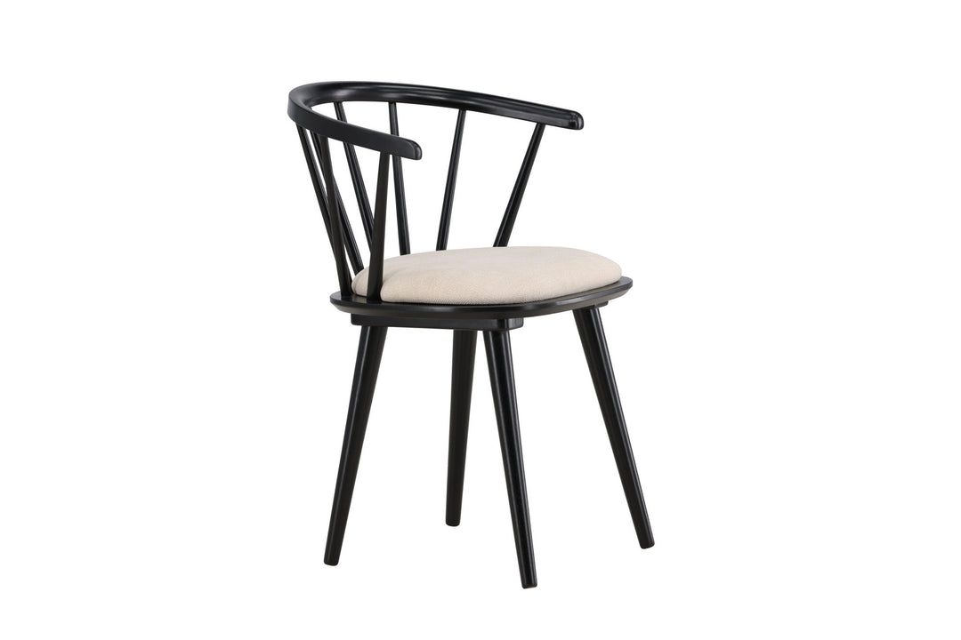 Venture Home Bobby Dining Chair with Cushion 2-pack - Black Rubber Wood / Beige