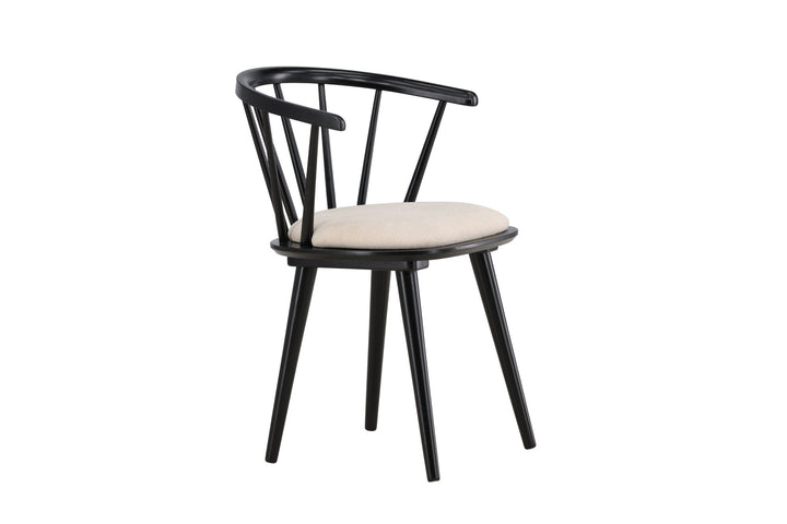 Venture Home Bobby Dining Chair with Cushion 2-pack - Black Rubber Wood / Beige