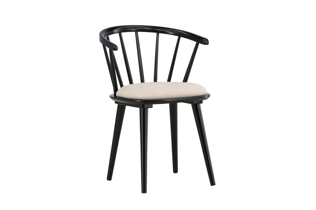 Venture Home Bobby Dining Chair with Cushion 2-pack - Black Rubber Wood / Beige
