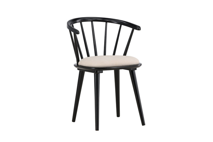 Venture Home Bobby Dining Chair with Cushion 2-pack - Black Rubber Wood / Beige