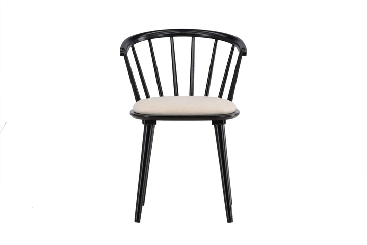 Venture Home Bobby Dining Chair with Cushion 2-pack - Black Rubber Wood / Beige