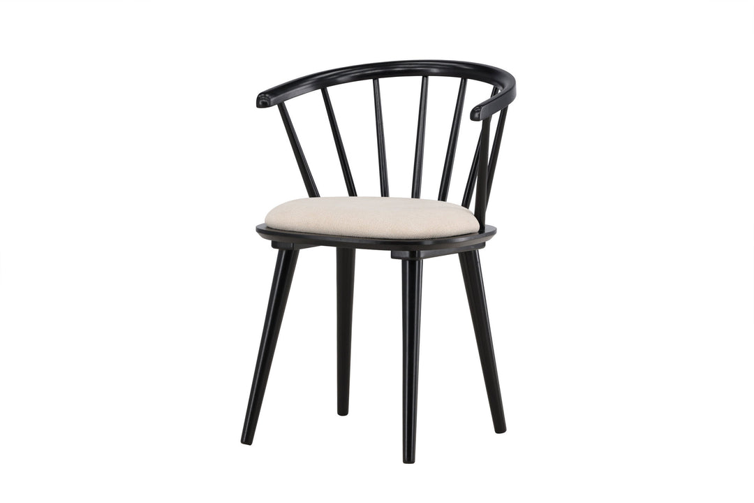 Venture Home Bobby Dining Chair with Cushion 2-pack - Black Rubber Wood / Beige