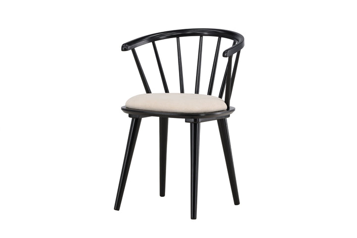 Venture Home Bobby Dining Chair with Cushion 2-pack - Black Rubber Wood / Beige