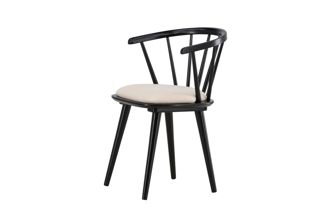 Venture Home Bobby Dining Chair with Cushion 2-pack - Black Rubber Wood / Beige