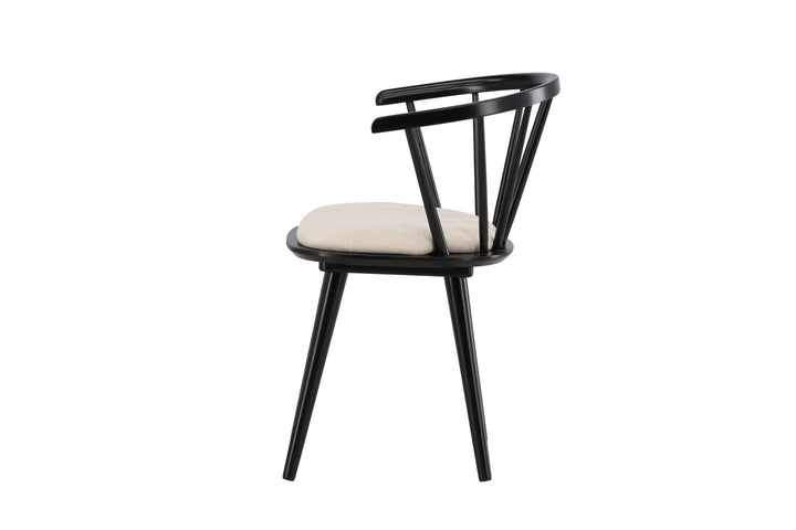 Venture Home Bobby Dining Chair with Cushion 2-pack - Black Rubber Wood / Beige