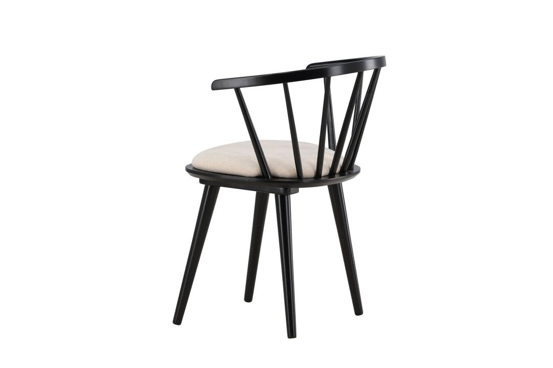 Venture Home Bobby Dining Chair with Cushion 2-pack - Black Rubber Wood / Beige
