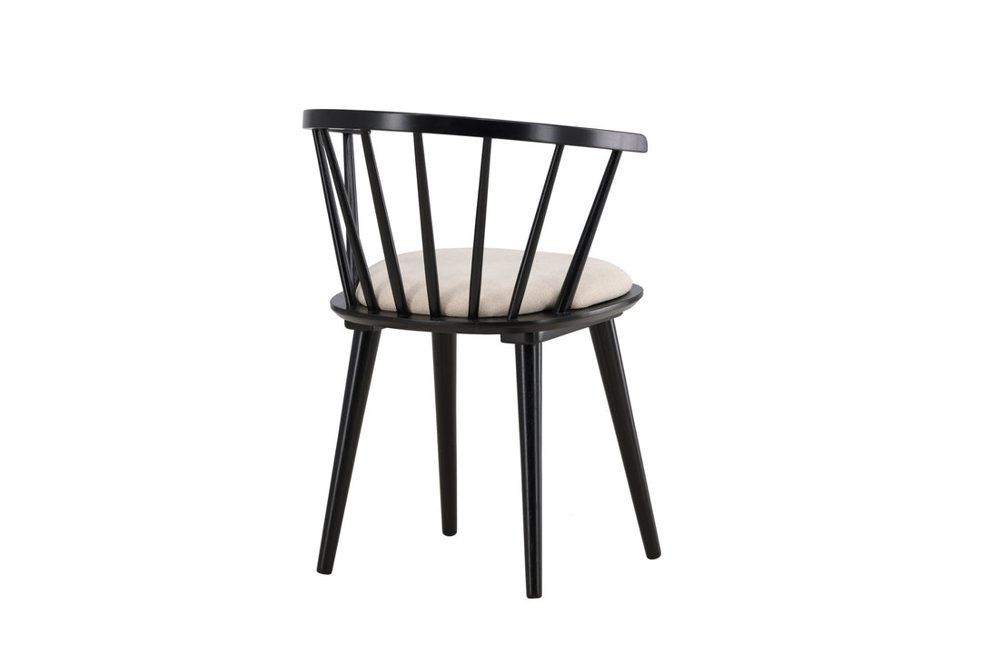 Venture Home Bobby Dining Chair with Cushion 2-pack - Black Rubber Wood / Beige