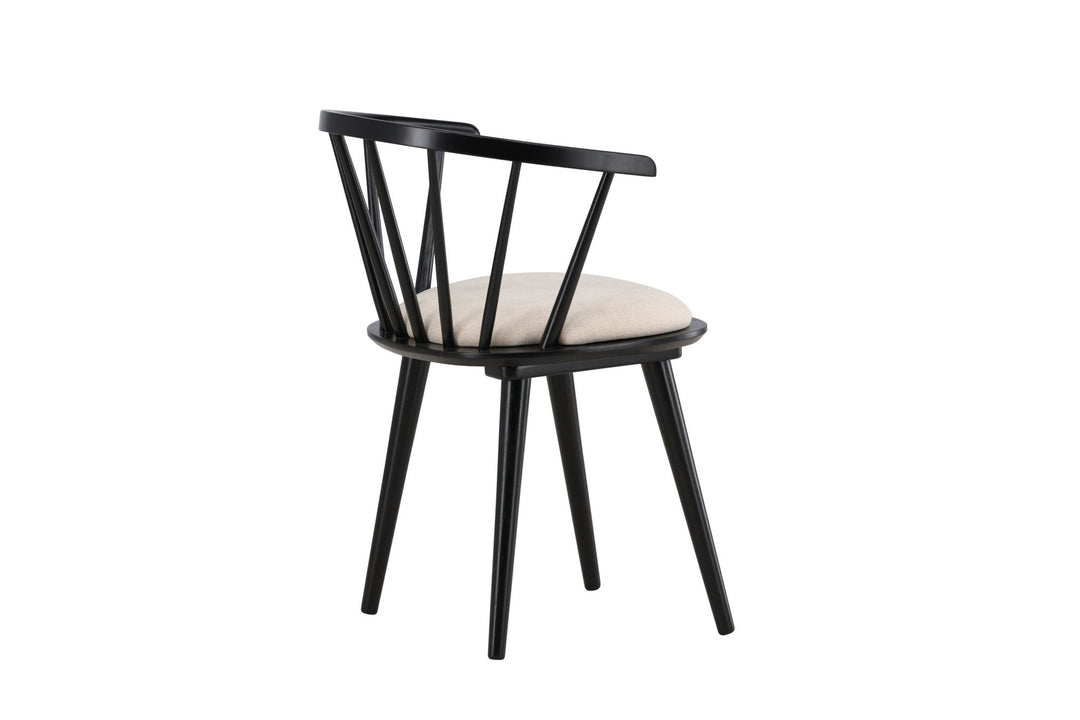 Venture Home Bobby Dining Chair with Cushion 2-pack - Black Rubber Wood / Beige