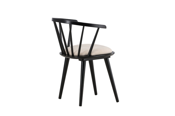 Venture Home Bobby Dining Chair with Cushion 2-pack - Black Rubber Wood / Beige