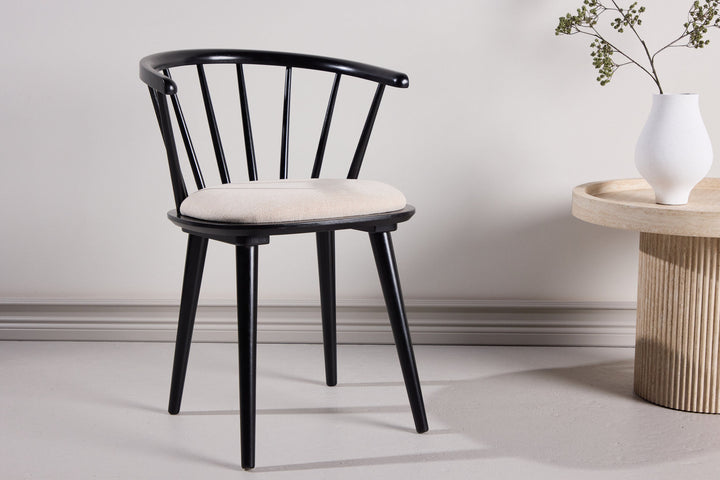Venture Home Bobby Dining Chair with Cushion 2-pack - Black Rubber Wood / Beige