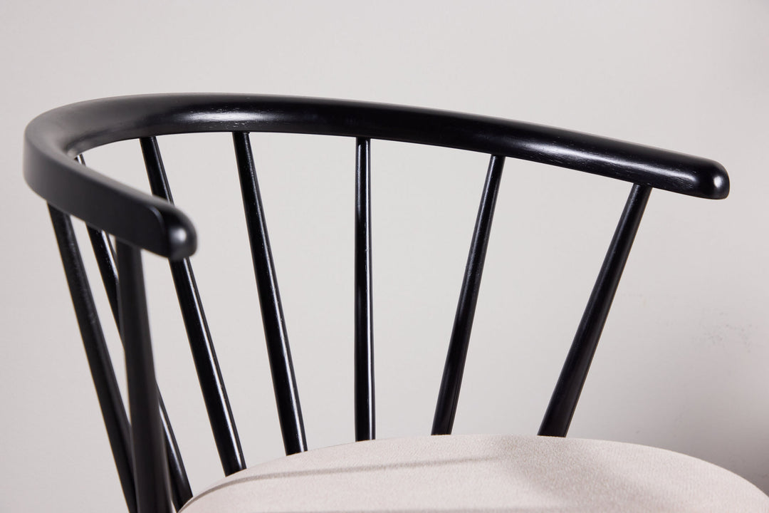 Venture Home Bobby Dining Chair with Cushion 2-pack - Black Rubber Wood / Beige