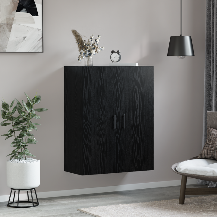 Vægskab Vægmonteret Sort eg 69,5 x 34 x 90 cm Konstrueret træ