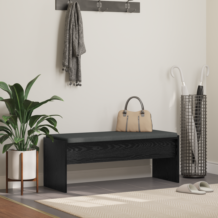 Hallbænk med pude Sort eg 103 x 38 x 40 cm