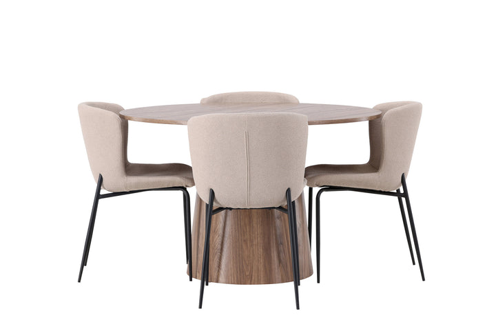 Venture Home Lanzo Dining Table φ120 - Natural / Natural MDF +Modesto Dining Chair - Beige / Beige Boucle _4
