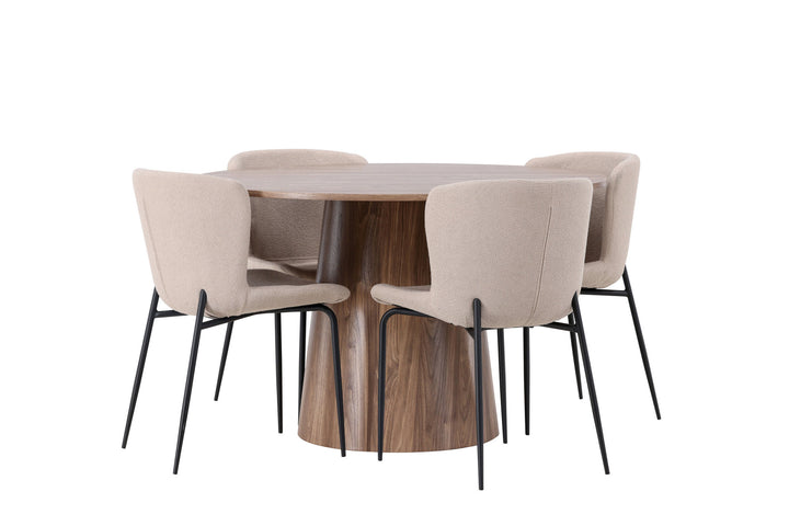 Venture Home Lanzo Dining Table φ120 - Natural / Natural MDF +Modesto Dining Chair - Beige / Beige Boucle _4