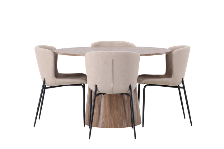 Venture Home Lanzo Dining Table φ120 - Natural / Natural MDF +Modesto Dining Chair - Beige / Beige Boucle _4