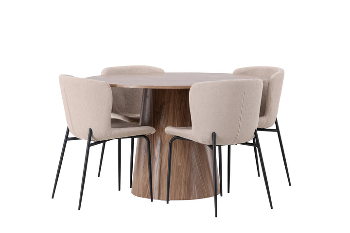 Venture Home Lanzo Dining Table φ120 - Natural / Natural MDF +Modesto Dining Chair - Beige / Beige Boucle _4
