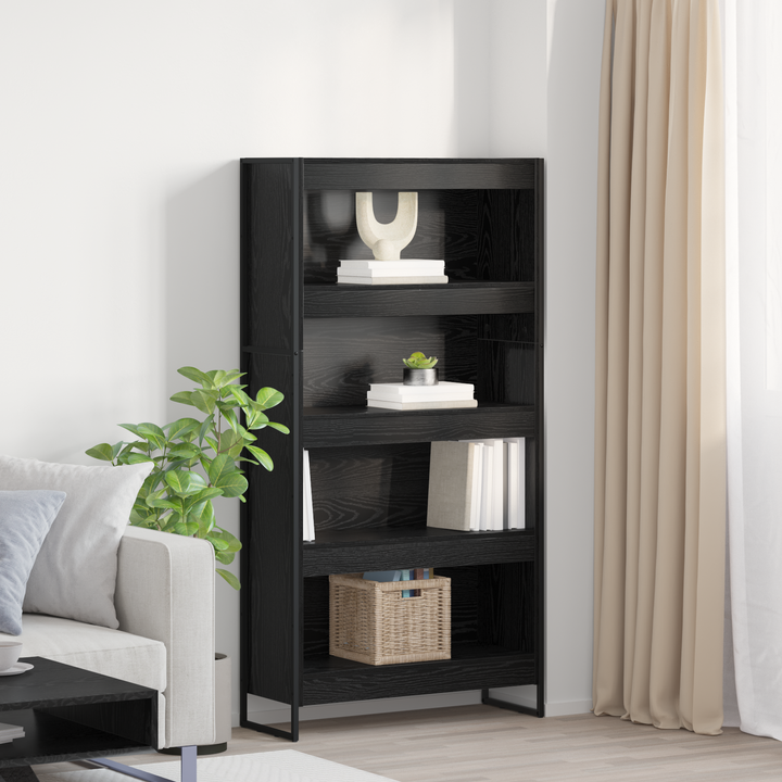 Bogskab 80 x 30 x 155 cm Konstrueret træ Sort eg