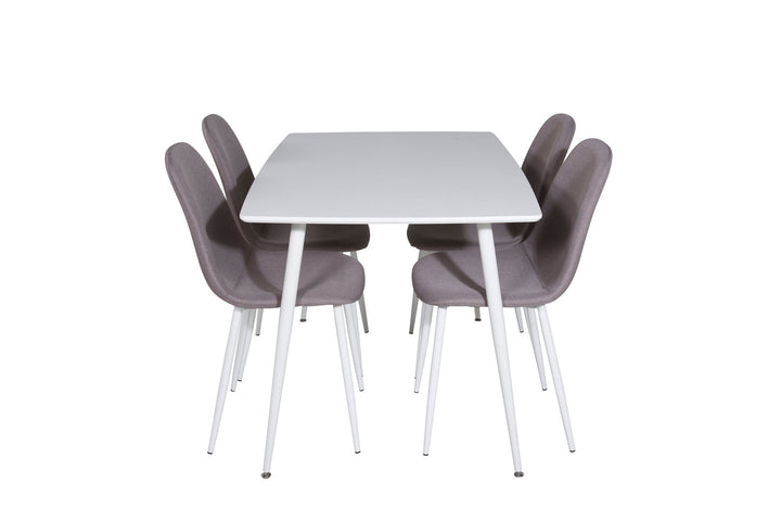 Venture Home Polar Dining table 120 cm - White White +Polar Matstol - Vit / Mellangrå _4