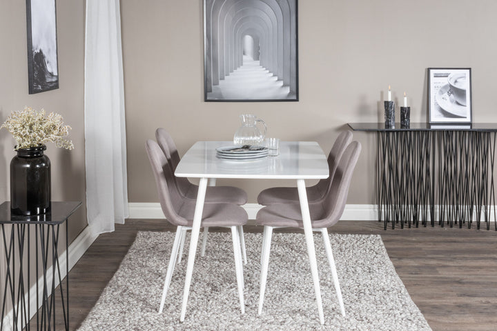 Venture Home Polar Dining table 120 cm - White White +Polar Matstol - Vit / Mellangrå _4