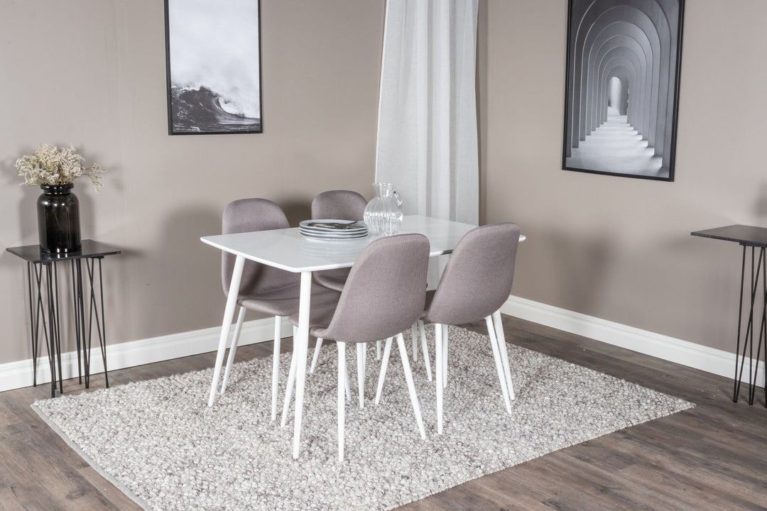 Venture Home Polar Dining table 120 cm - White White +Polar Matstol - Vit / Mellangrå _4