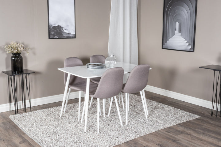 Venture Home Polar Dining table 120 cm - White White +Polar Matstol - Vit / Mellangrå _4