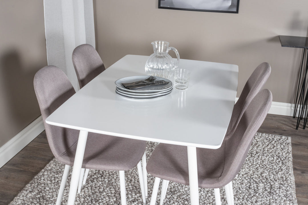 Venture Home Polar Dining table 120 cm - White White +Polar Matstol - Vit / Mellangrå _4