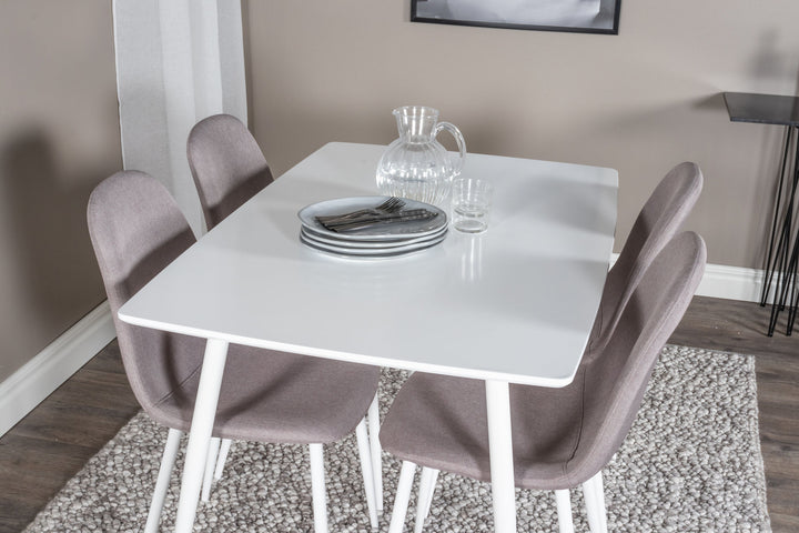 Venture Home Polar Dining table 120 cm - White White +Polar Matstol - Vit / Mellangrå _4