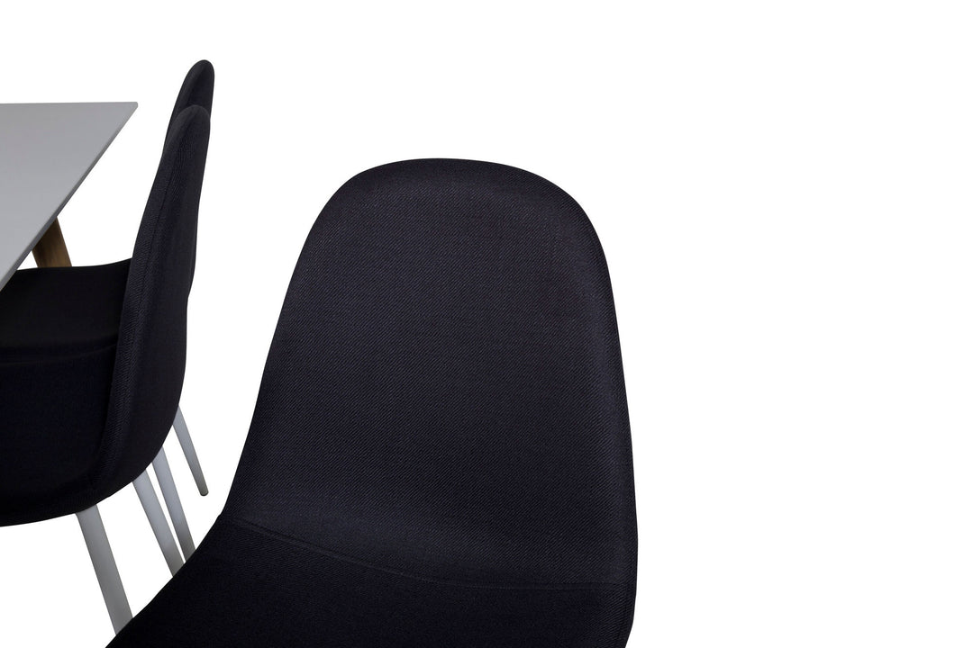 Venture Home Polar Matbord - Ek-Look / Vit- 180*90*H75 +Polar Dining Chair - White Legs - Black Fabric _6