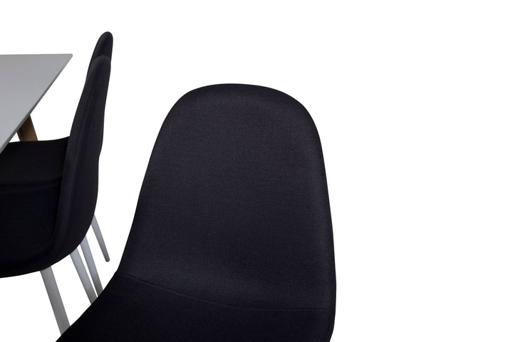 Venture Home Polar Matbord - Ek-Look / Vit- 180*90*H75 +Polar Dining Chair - White Legs - Black Fabric _6