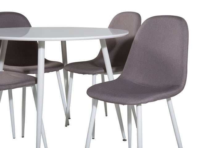 Venture Home Plaza Round Table 100 cm - White top / White Legs +Polar Matstol - Vit / Mellangrå _4