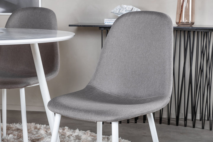 Venture Home Plaza Round Table 100 cm - White top / White Legs +Polar Matstol - Vit / Mellangrå _4