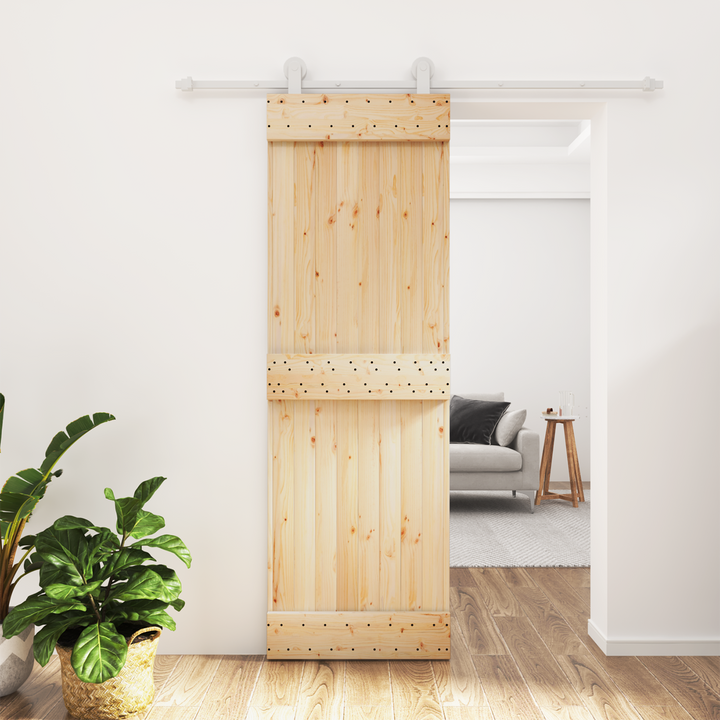Skydedør Natur og hvid 70 x 210 cm Massivt Fyrretræ
