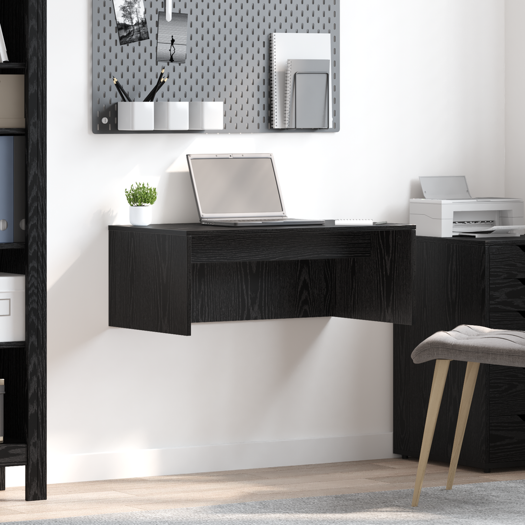 Væghængt skrivebord Sort eg 80 x 45 x 30 cm Konstrueret træ