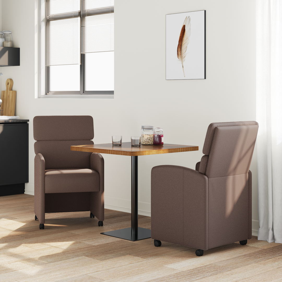 Spisebordsstole med hjul 2 pcs Brun 58 x 65 x 98 cm Kunstlæder
