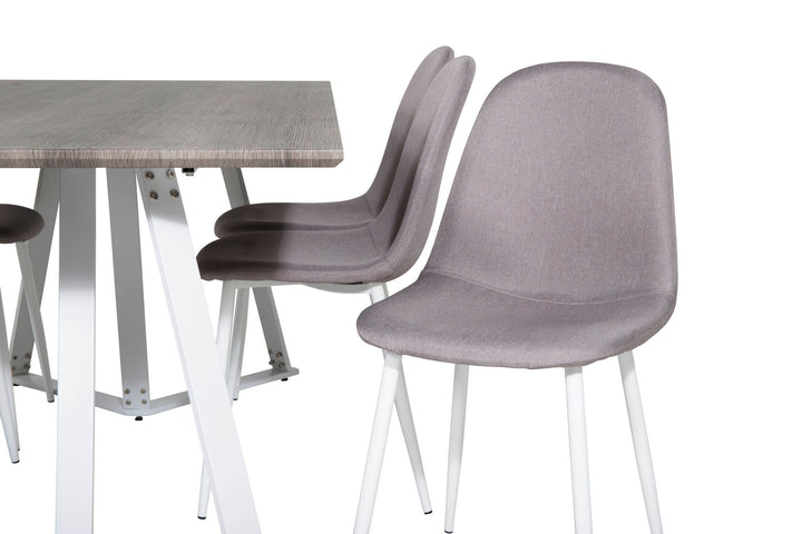 Venture Home Marina Dining Table - Grey "oak" / White Legs +Polar Matstol - Vit / Mellangrå _6