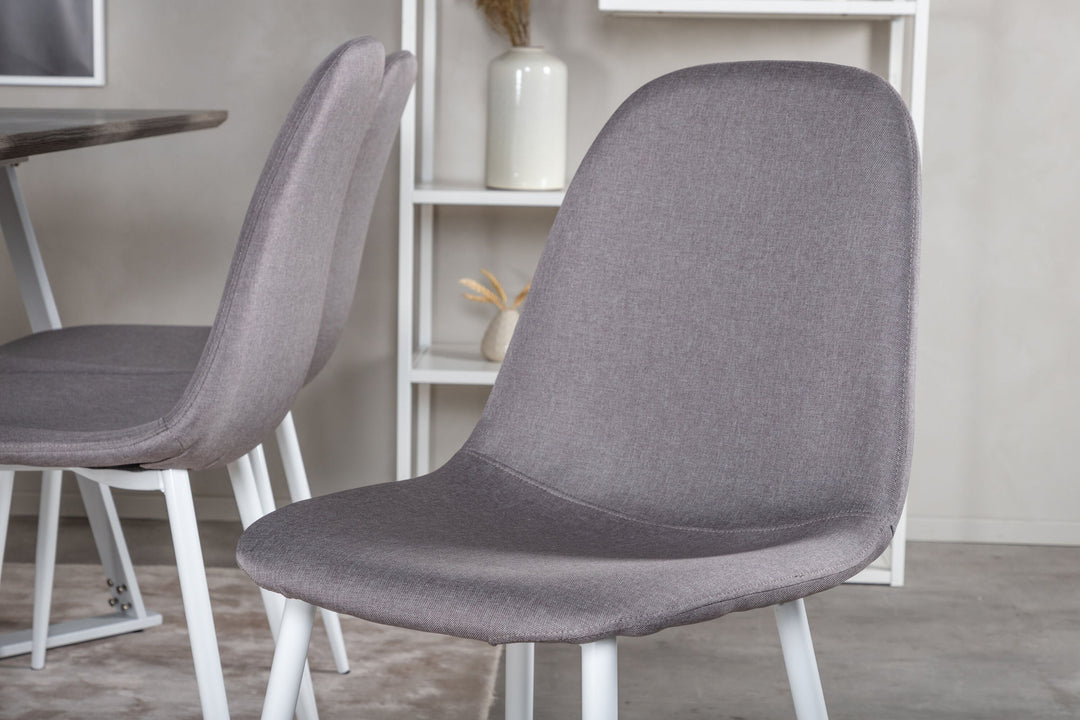 Venture Home Marina Dining Table - Grey "oak" / White Legs +Polar Matstol - Vit / Mellangrå _6