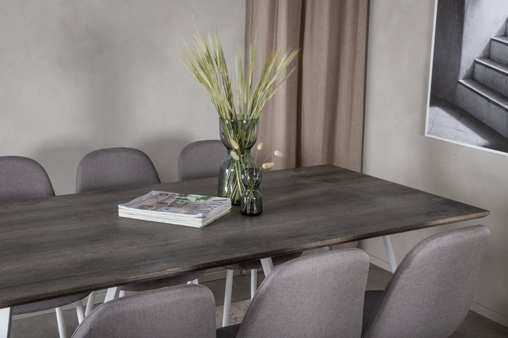 Venture Home Marina Dining Table - Grey "oak" / White Legs +Polar Matstol - Vit / Mellangrå _6