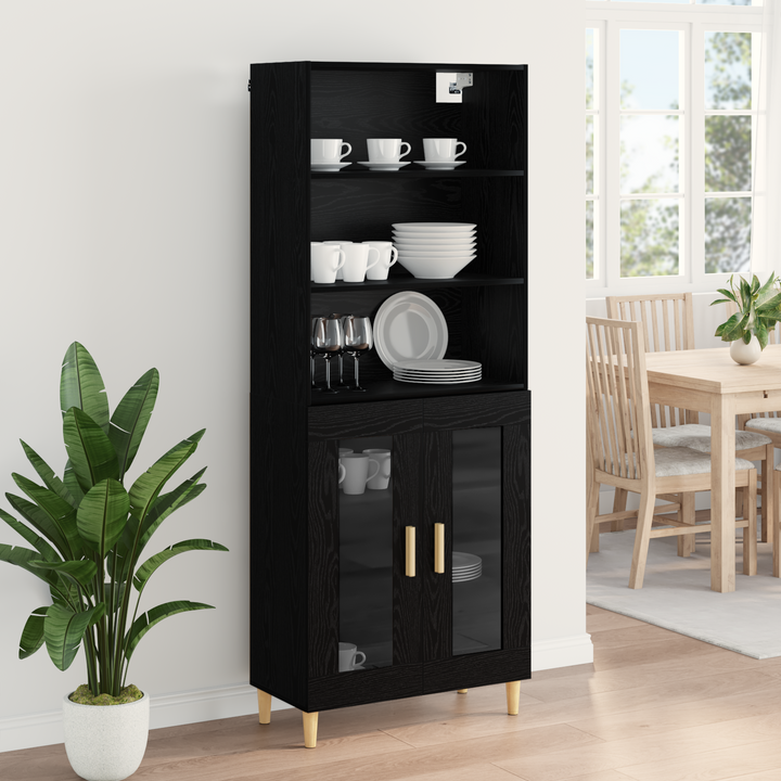Highboard Sort eg 69,5 x 32,5 x 180 cm Konstrueret træ